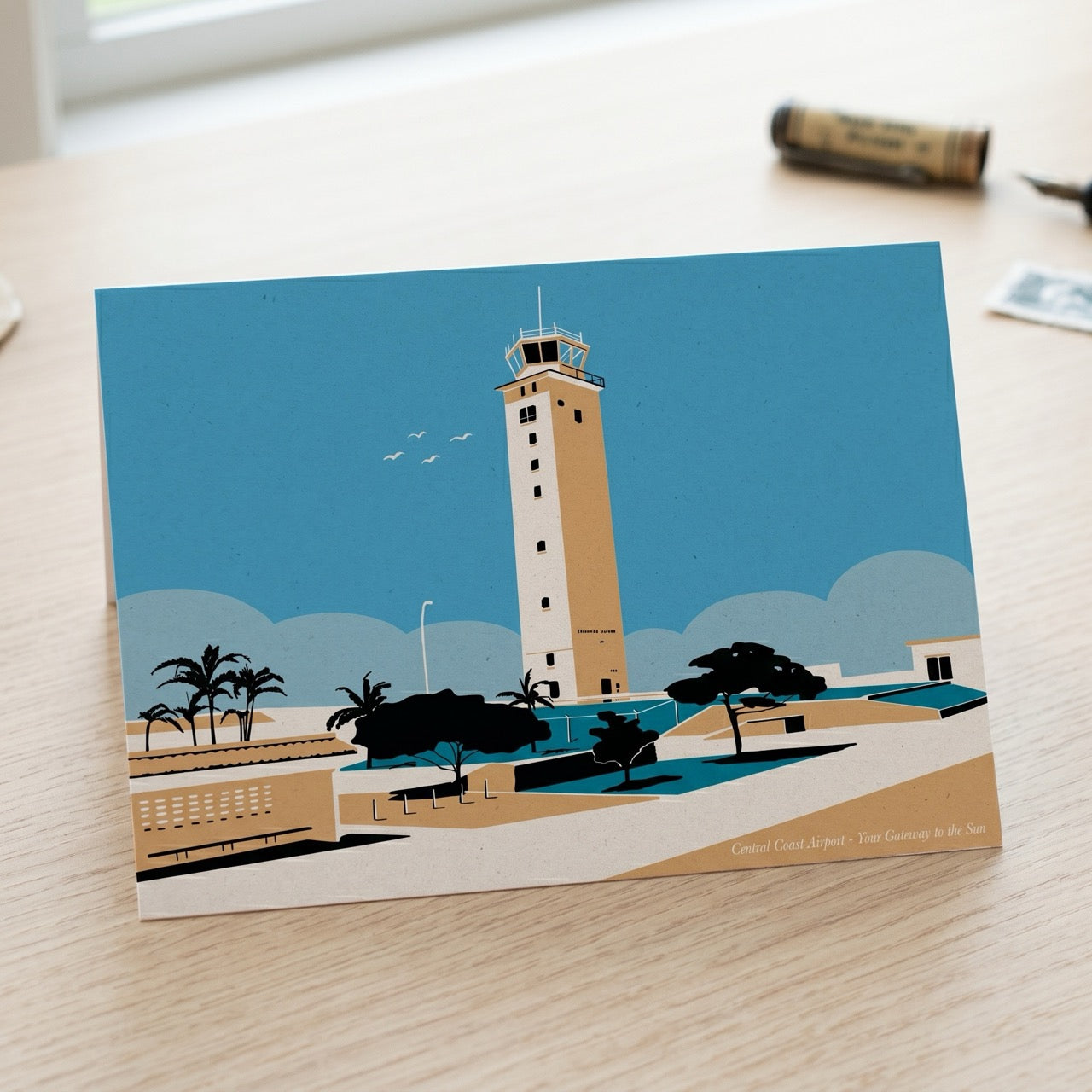 Digital Download: Minimalist Kadena Air Base Control Tower Illustration
