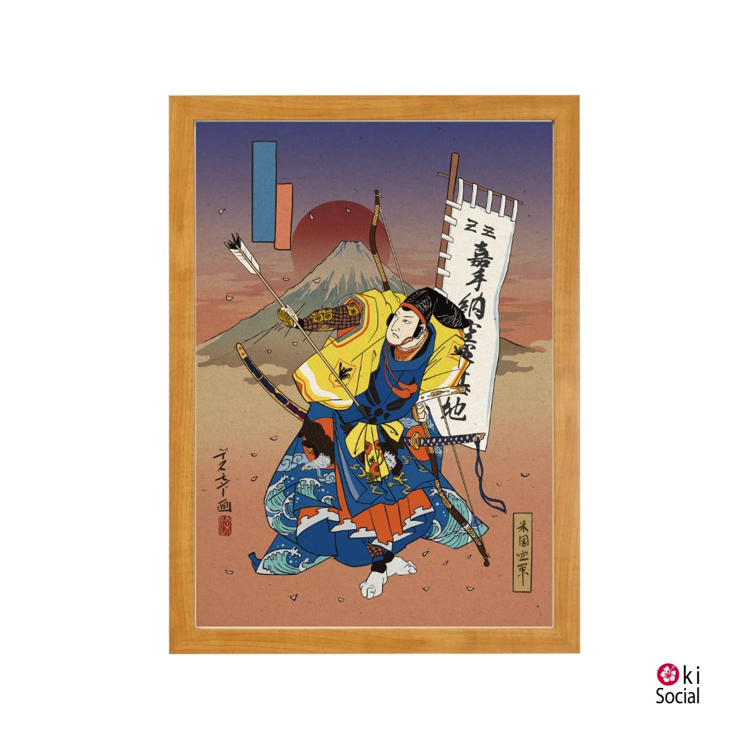 USAF Samurai Ukiyo-e Style Framed Poster - Personalized