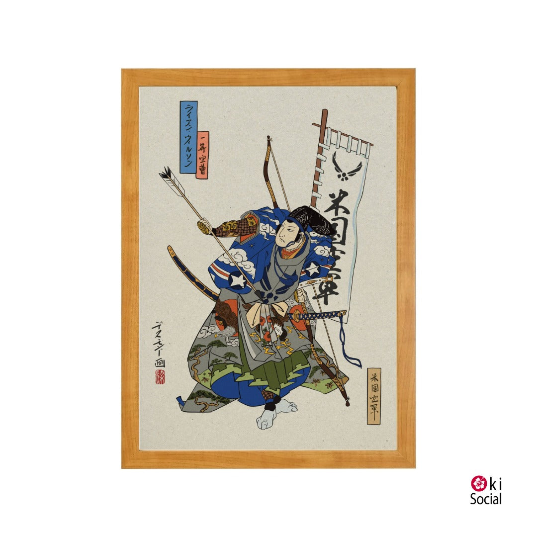 USAF Samurai Ukiyo-e Style Framed Poster - Personalized