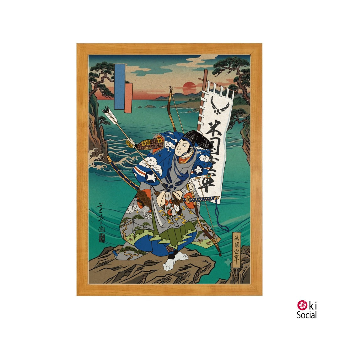 USAF Samurai Ukiyo-e Style Framed Poster - Personalized