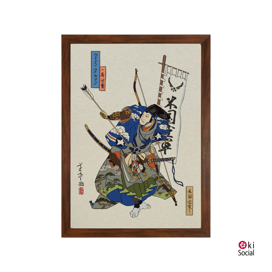 USAF Samurai Ukiyo-e Style Framed Poster - Personalized