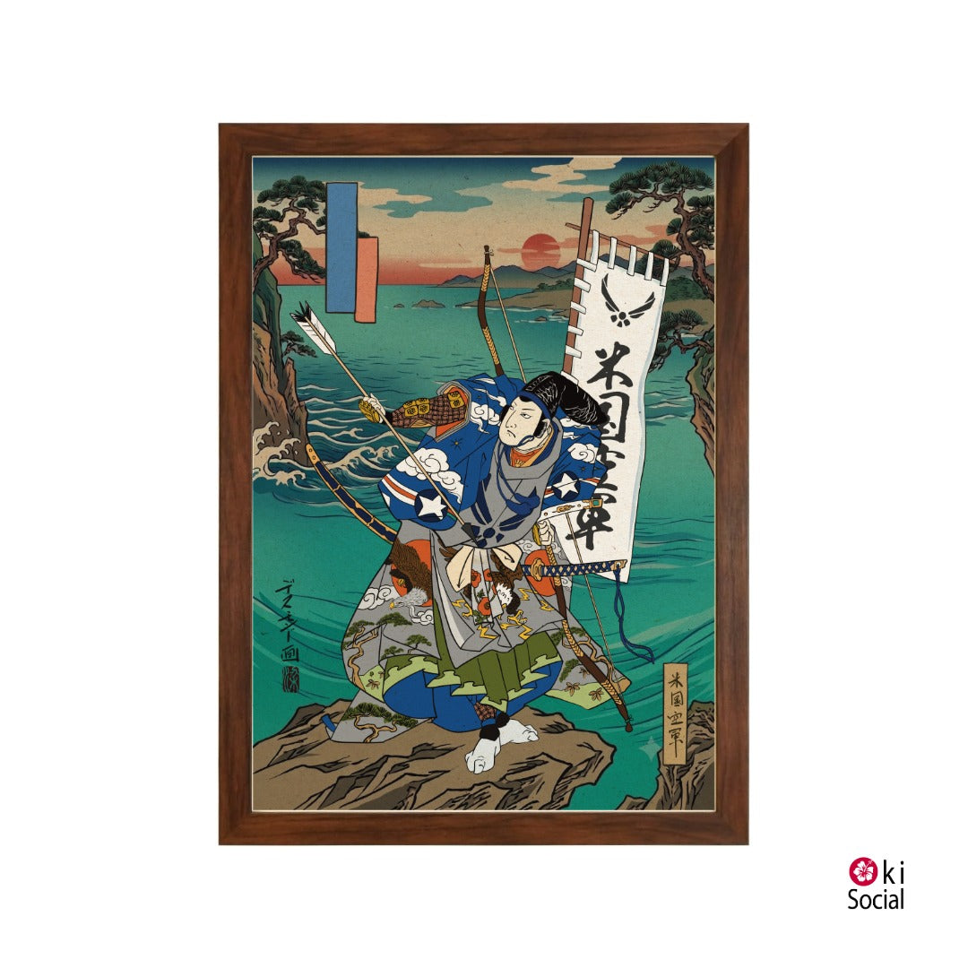 USAF Samurai Ukiyo-e Style Framed Poster - Personalized