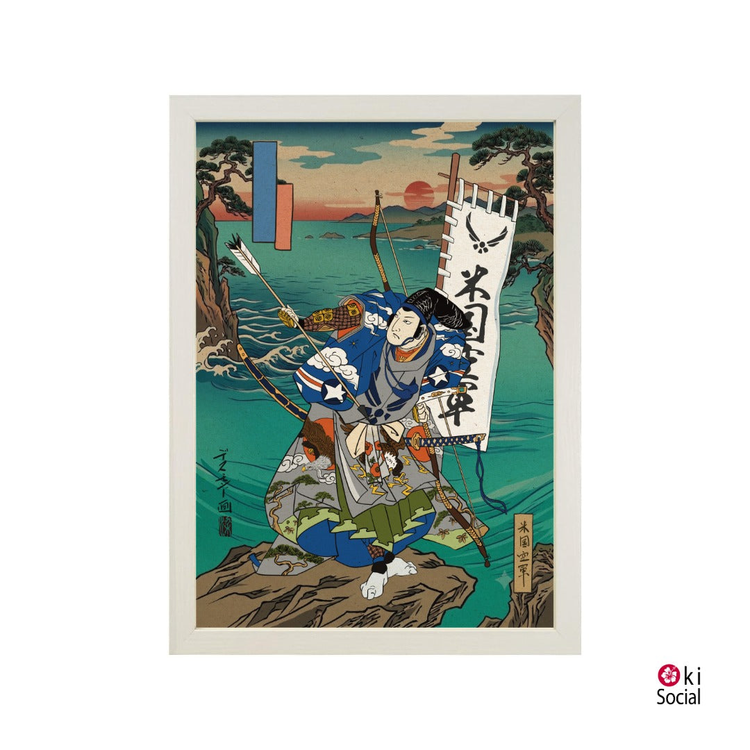 USAF Samurai Ukiyo-e Style Framed Poster - Personalized