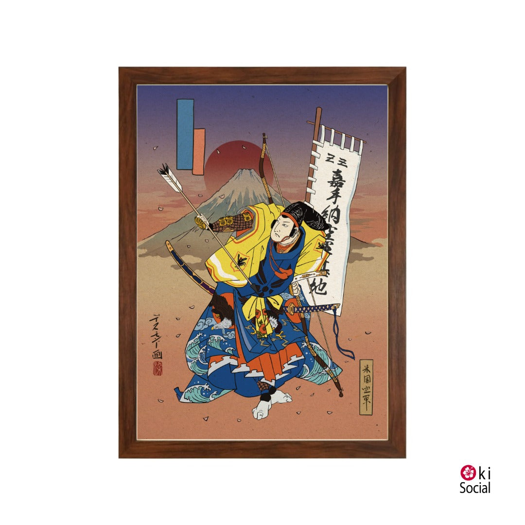 USAF Samurai Ukiyo-e Style Framed Poster - Personalized