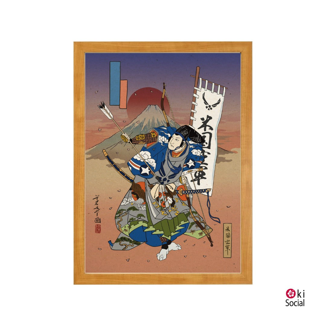 USAF Samurai Ukiyo-e Style Framed Poster - Personalized
