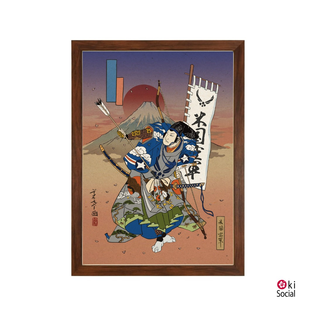 USAF Samurai Ukiyo-e Style Framed Poster - Personalized