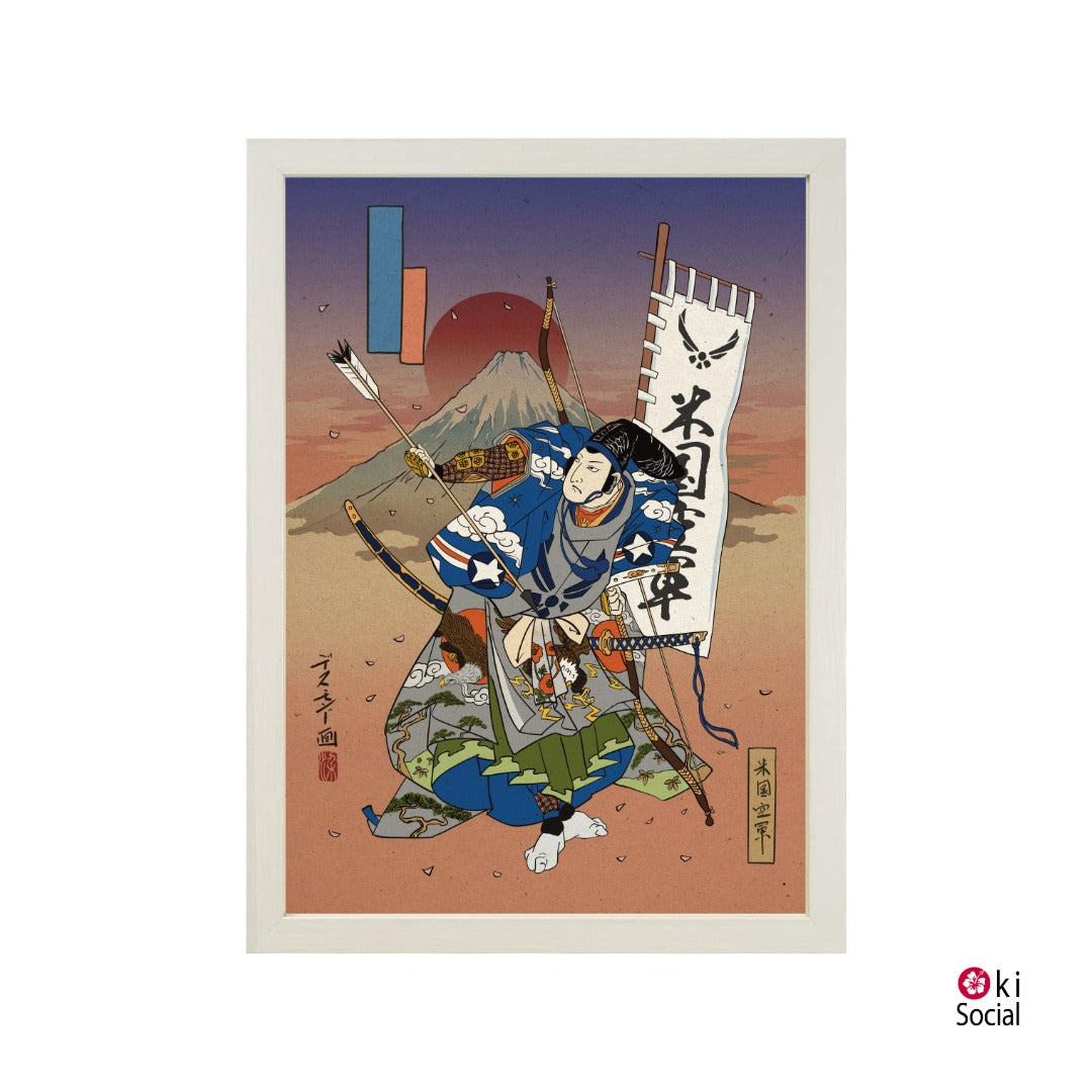 USAF Samurai Ukiyo-e Style Framed Poster - Personalized