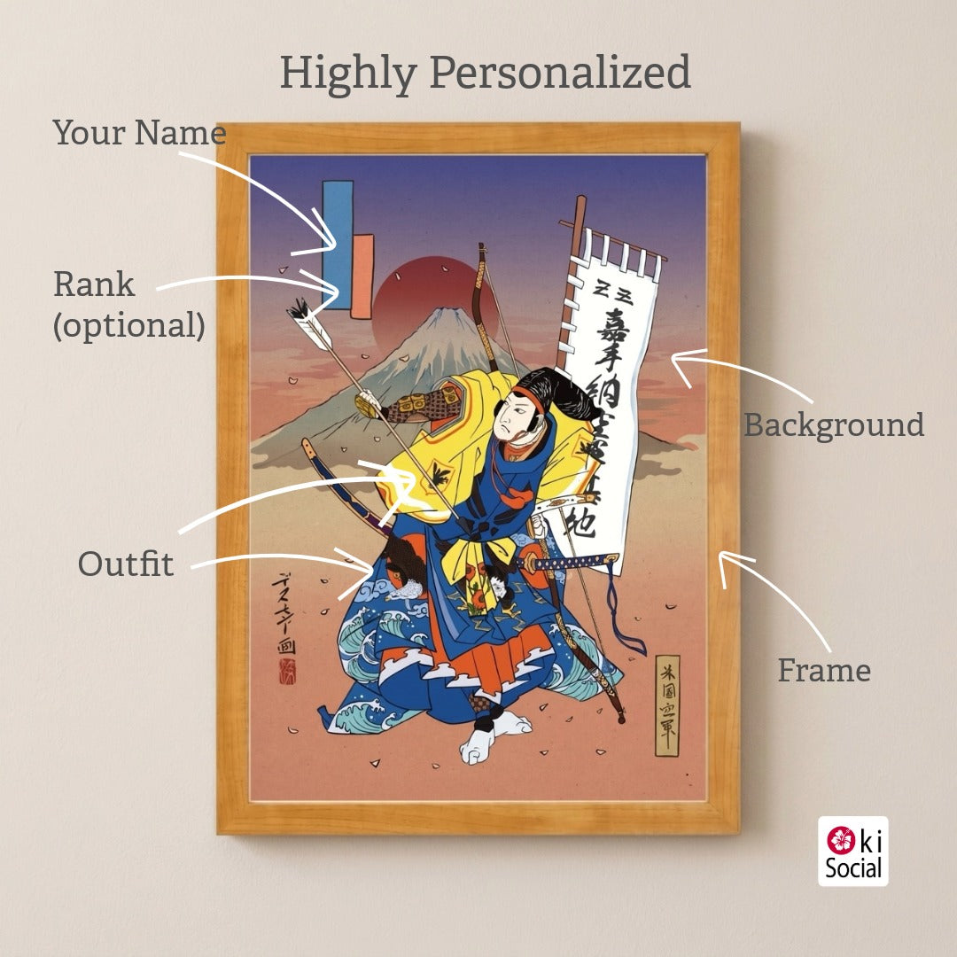 USAF Samurai Ukiyo-e Style Framed Poster - Personalized