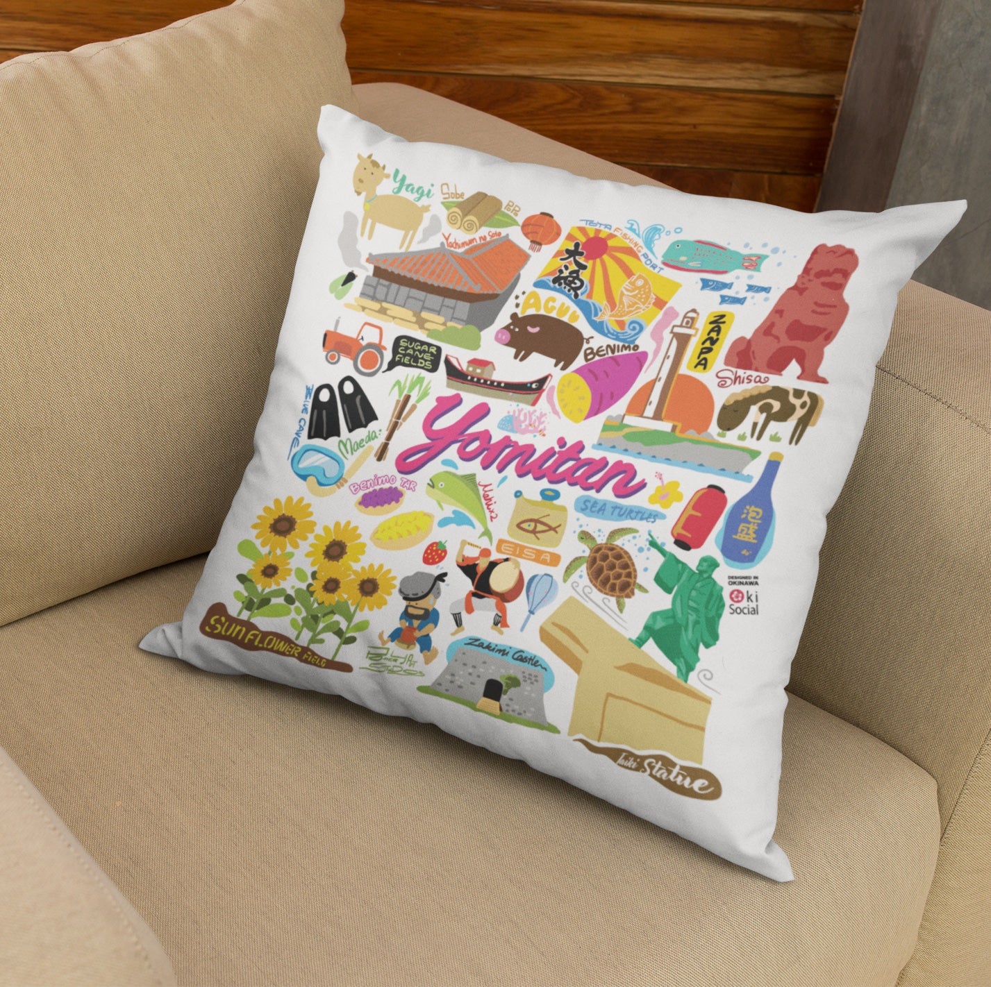 Yomitan Life, Okinawa Inspired Design Pillow Case