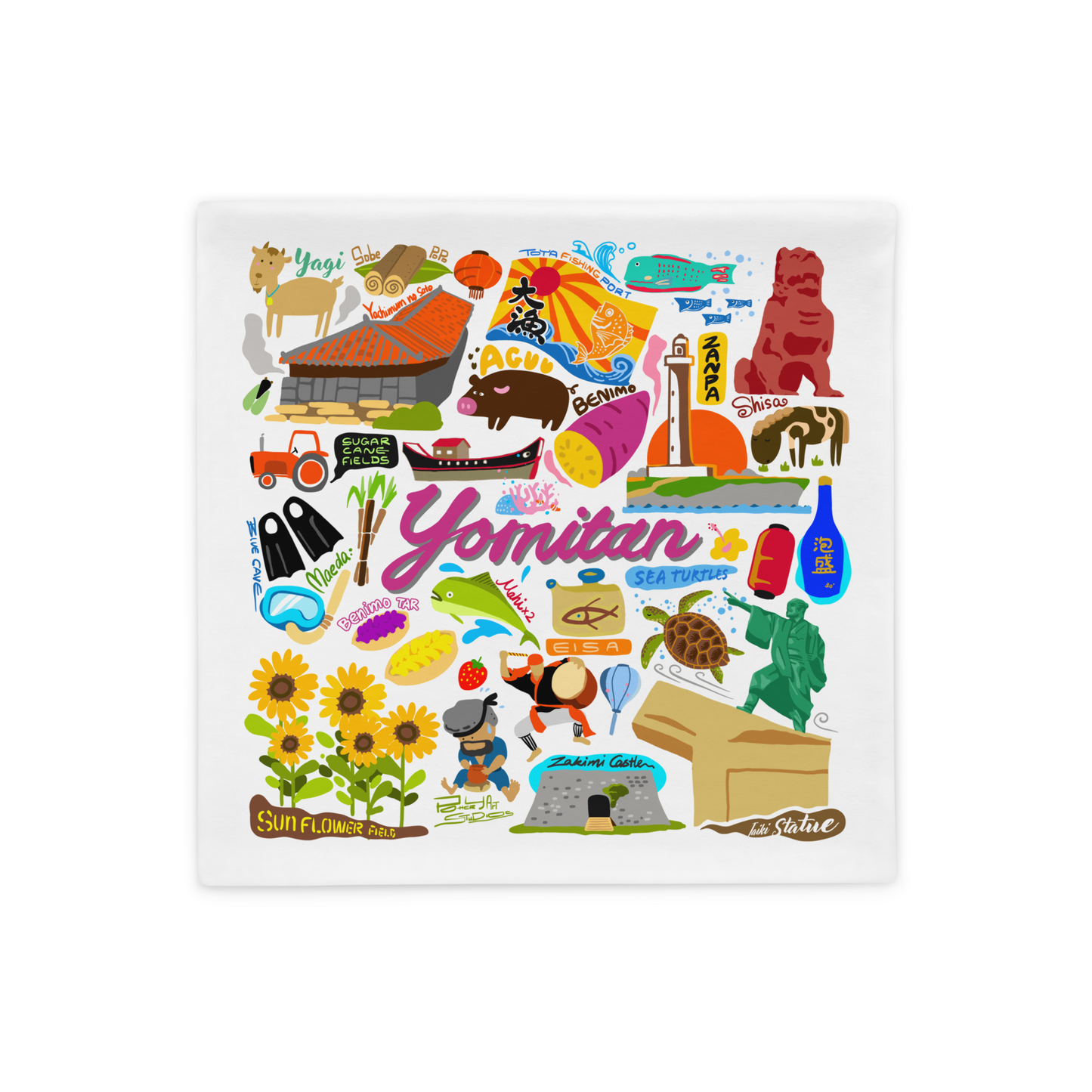 Yomitan Life, Okinawa Inspired Design Pillow Case