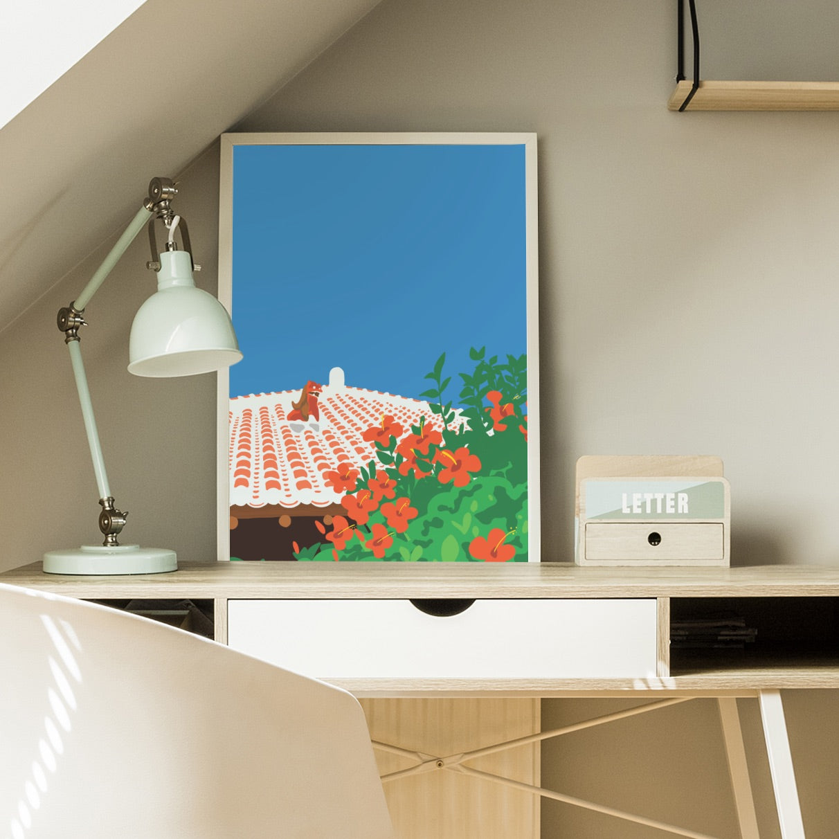 Okinawa Red Tiled Roof House Poster