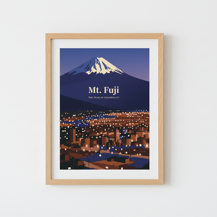 Japan Travel Poster: Mt. Fuji - The Peak of Immortality