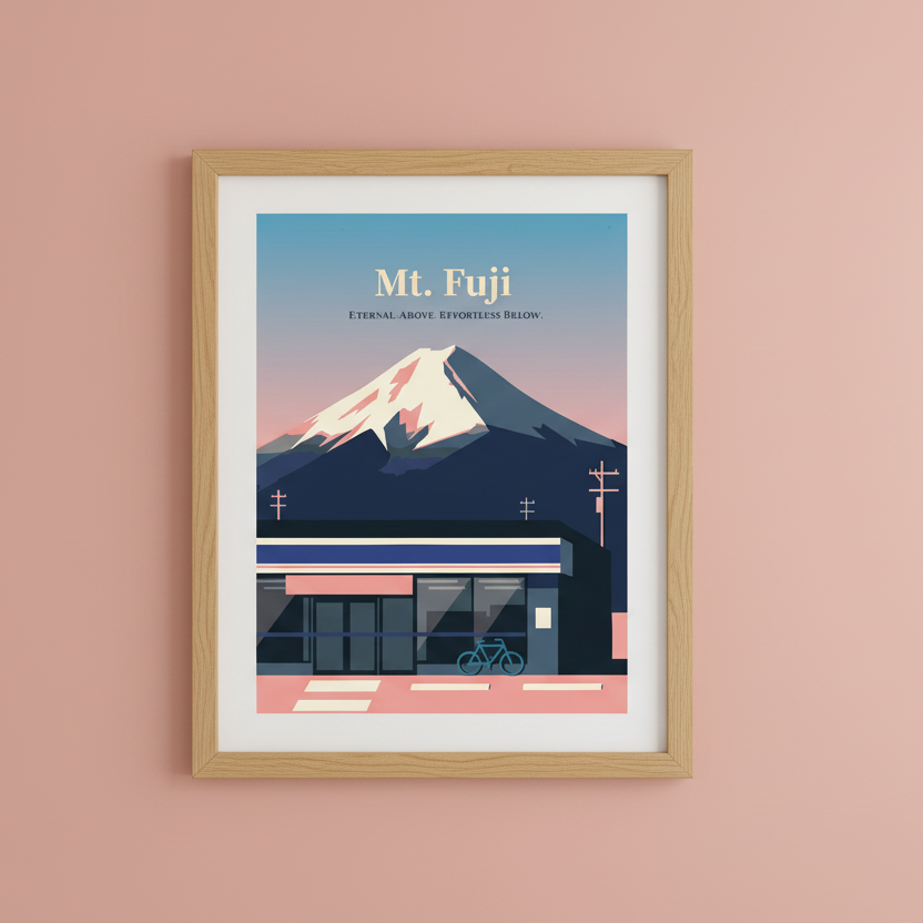 Japan Travel Poster: Mt. Fuji - Eternal Above. Effortless Below.