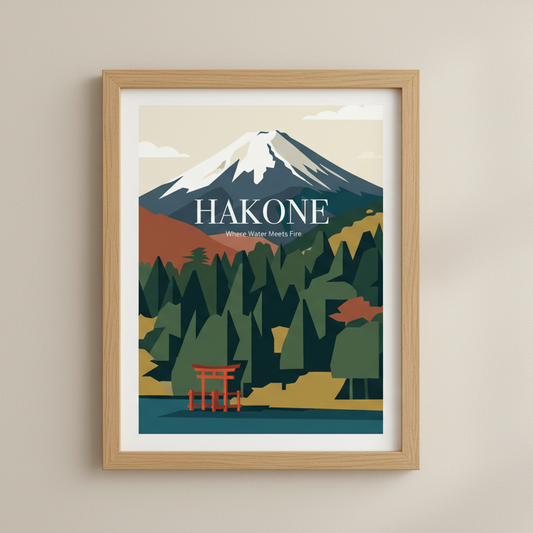 Japan Travel Poster: Hakone - Where Water Meets Fire.