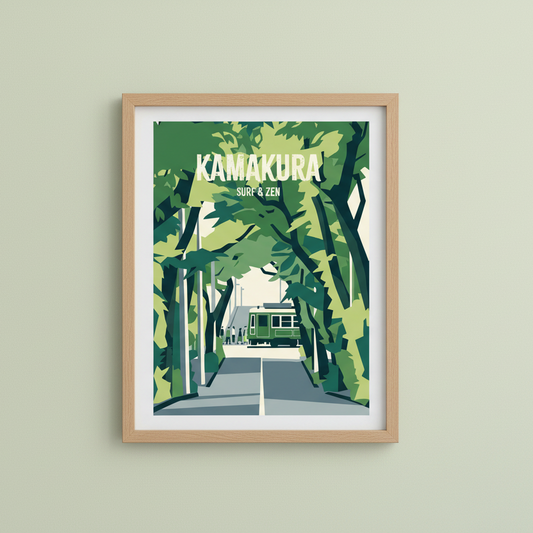 Japan Travel Poster: Kamakura - Surf and Zen
