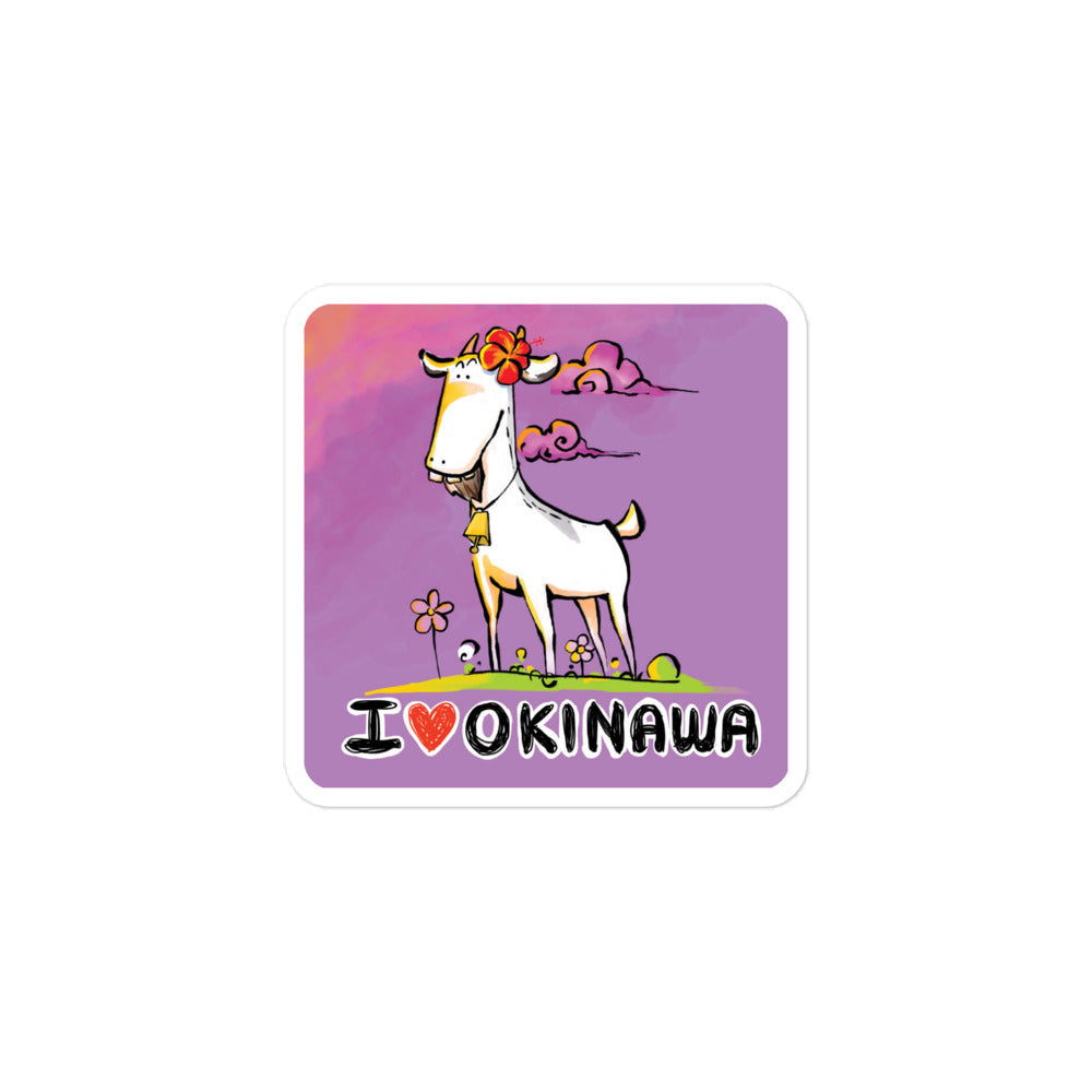 I Love Okinawa Waterproof Sticker - Goat