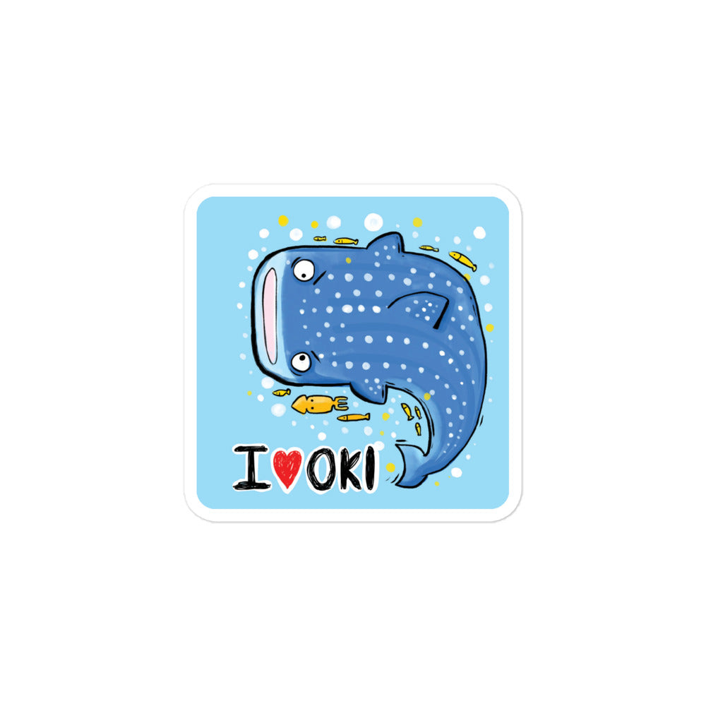 I Love Okinawa Waterproof Sticker - Whale Shark
