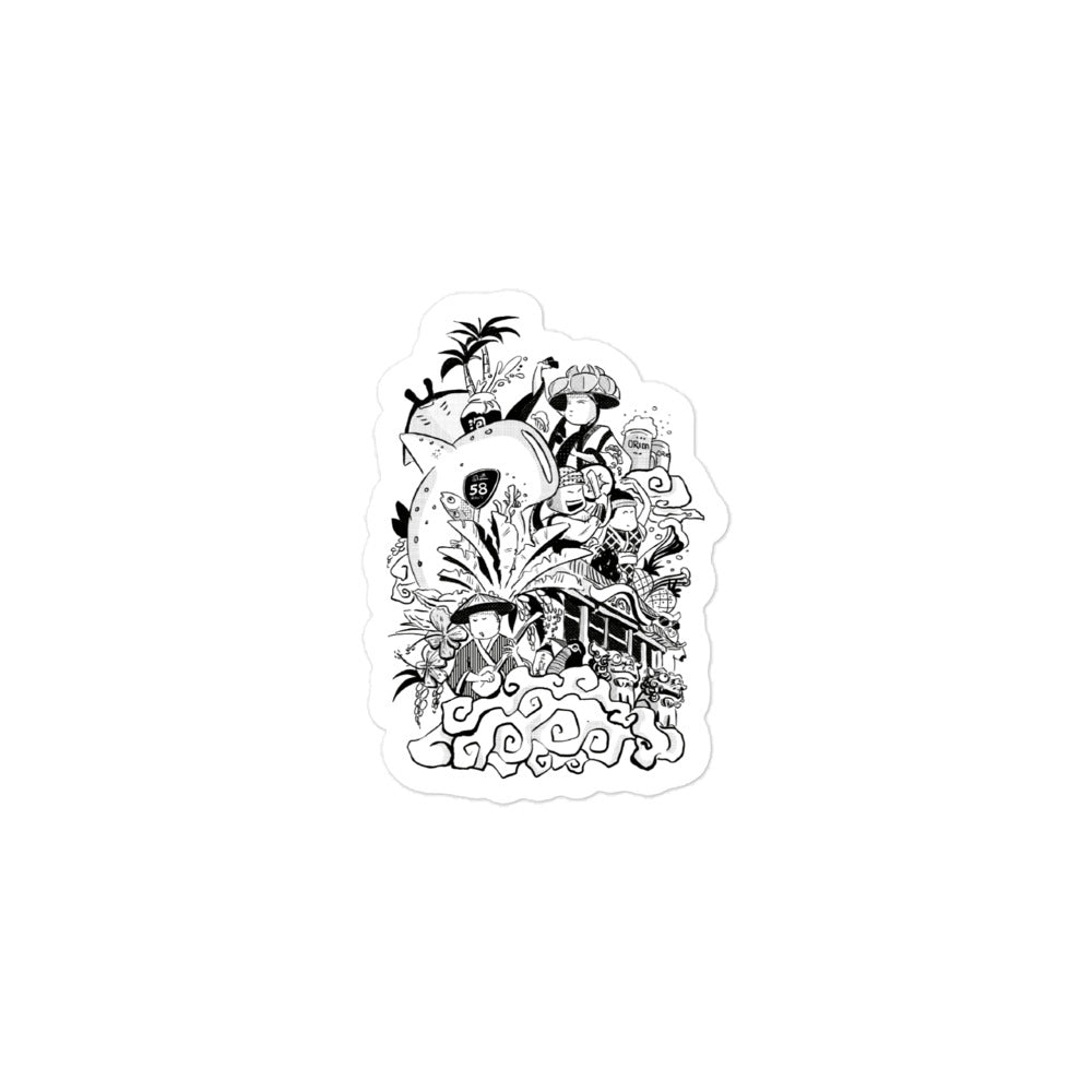 Happiness in Okinawa #1 Freehand Drawing Waterproof Sticker