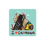 I Love Okinawa Waterproof Sticker - Yambaru Quail