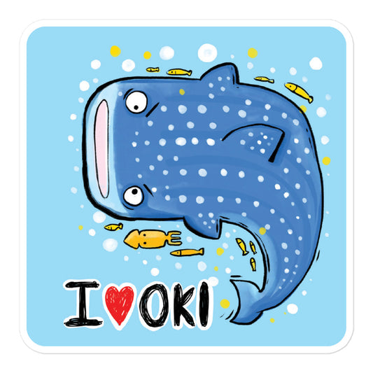 I Love Okinawa Waterproof Sticker - Whale Shark
