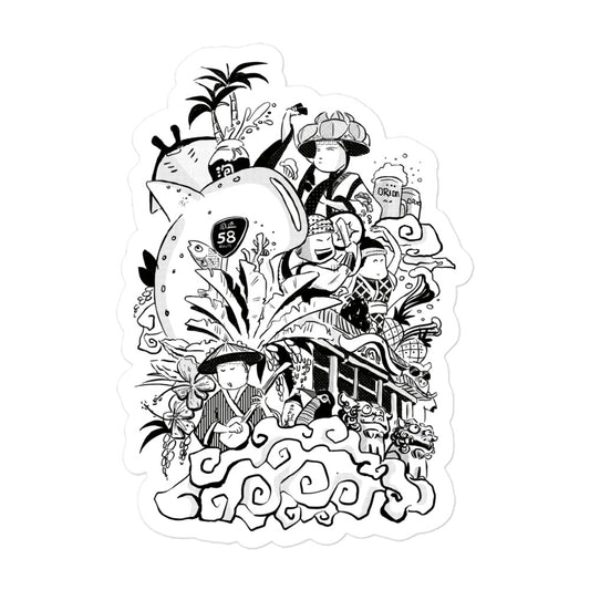 Happiness in Okinawa #1 Freehand Drawing Waterproof Sticker