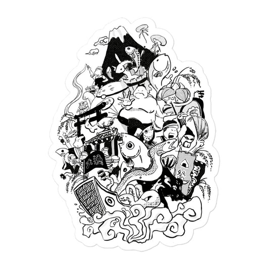 Happiness in Japan #1 Freehand Drawing Waterproof Sticker