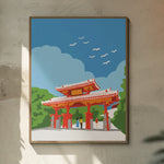Okinawa Shurei Gate Illustration Poster