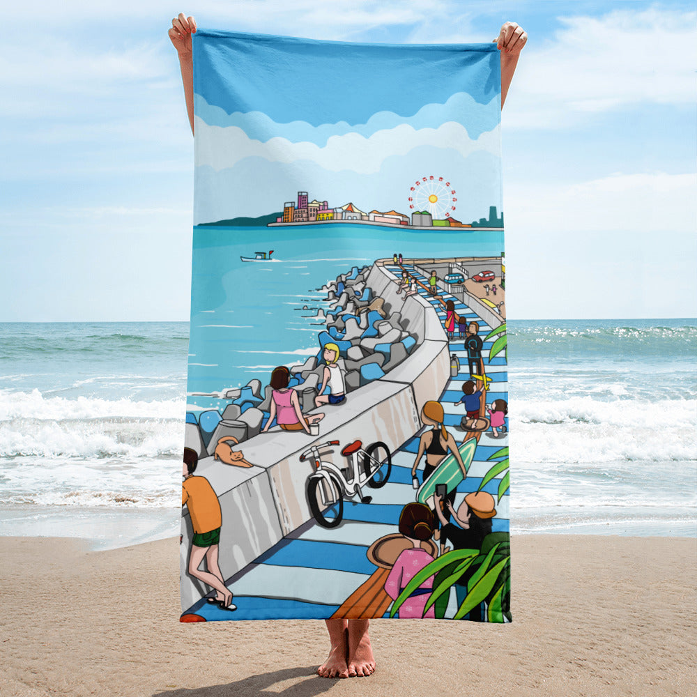 Okinawa Seawall Bath Towel