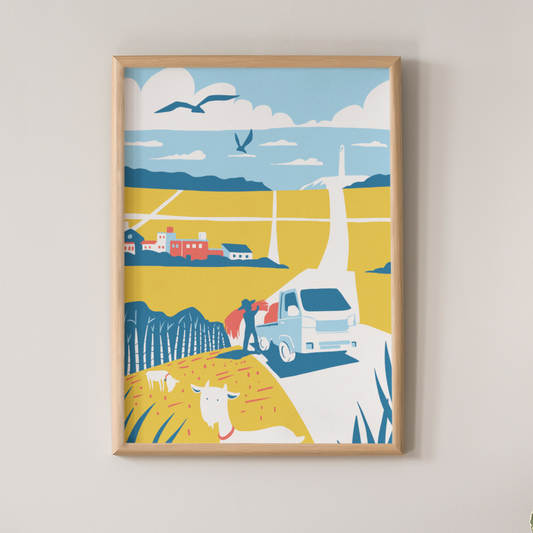 Okinawa Yomitan Village Illustration Poster