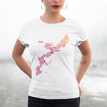 Okinawa Story Map Unisex Tee Shirt - Hibiscus Red
