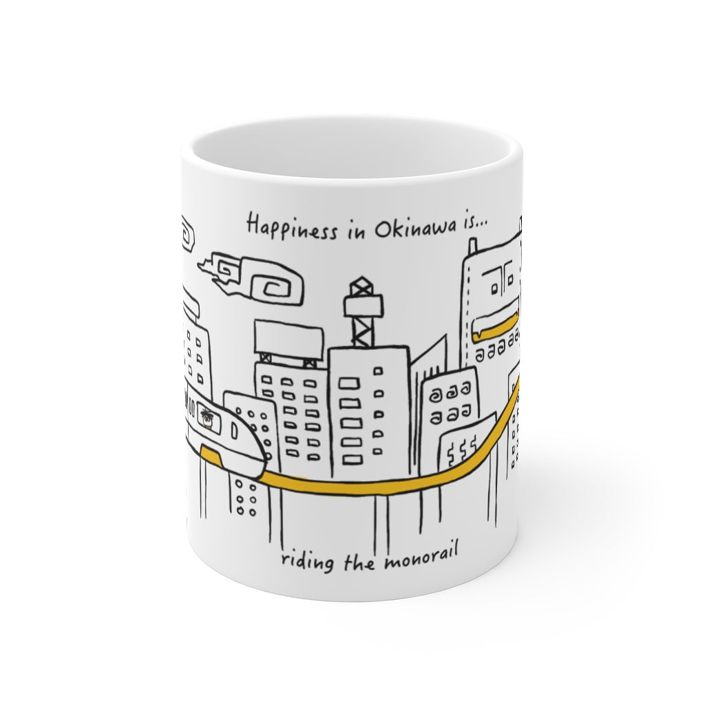 Coffee Mug - Happiness in Okinawa is riding the monorail in Naha