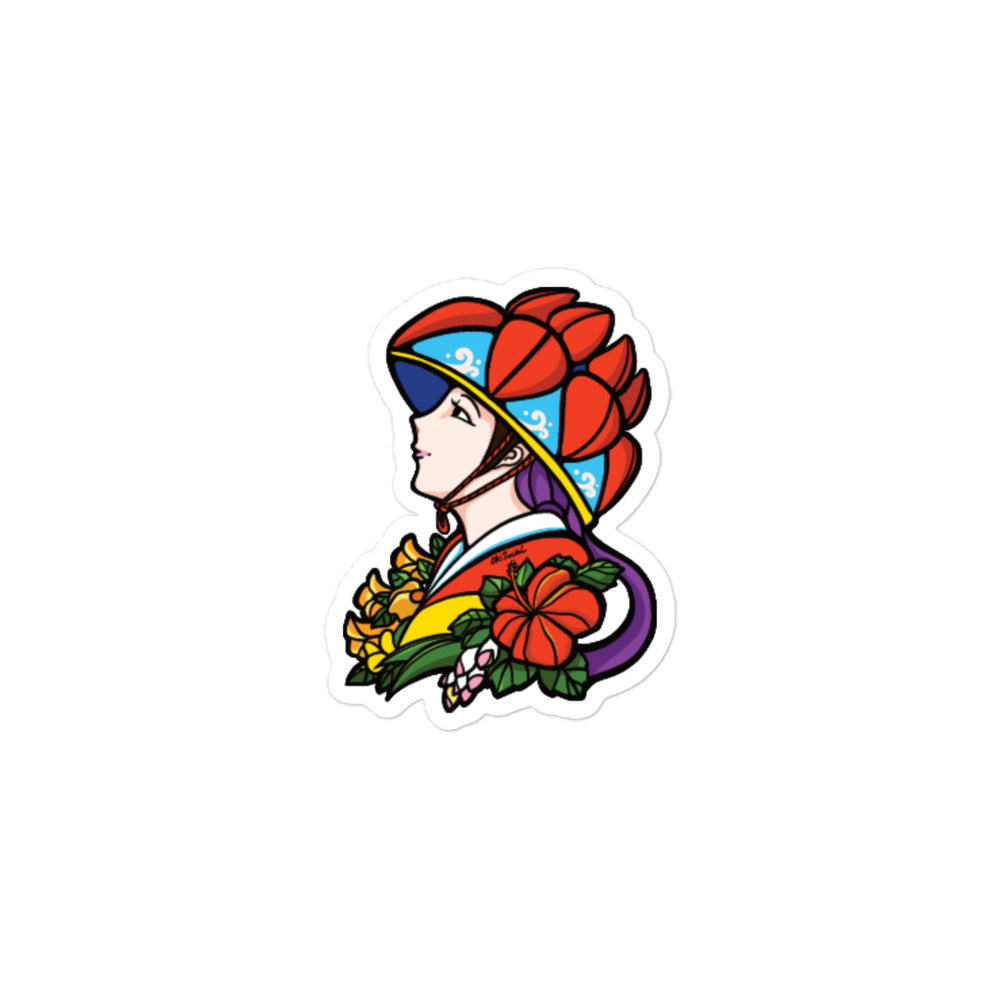 Hanagasa Girl Waterproof Sticker