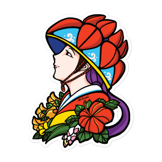 Hanagasa Girl Waterproof Sticker