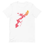 Okinawa Story Map Unisex Tee Shirt - Hibiscus Red